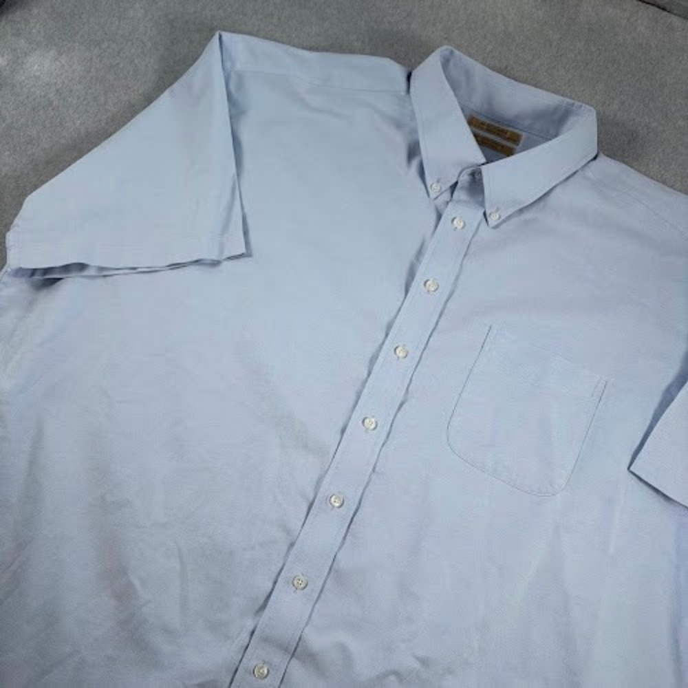 Roundtree & Yorke Gold Label Oxford Shirt Mens 20 Tall Blue SS Non-Iron
